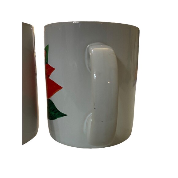 Vintage Enesco Christmas Poinsettia Holly Leaf Mug Coffee Tea 9 Piece Set - Picture 9 of 10